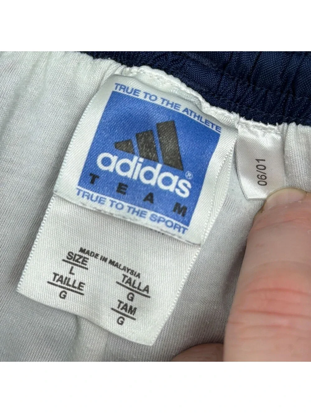 Vintage 2001 adidas Track Pants Mens L Navy 3-Stripe Nylon Wind Pants Y2K